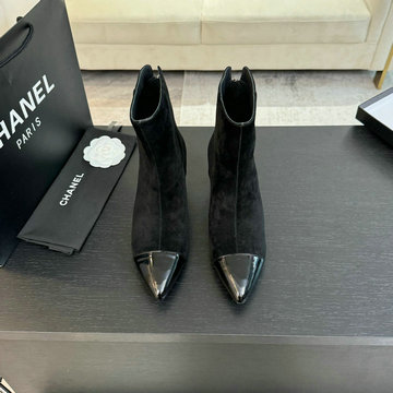 商品名称：シャネル CHANEL 26-CHJ24045R 2024年秋冬最新入荷 ショートブーツ ココマーク レザー シューズ 靴 レディース ローヒール ブラック