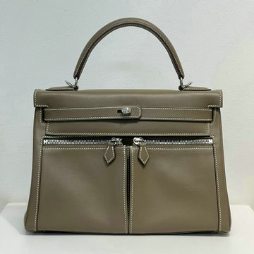 エルメス HERMES 063-HKLA28SFYDH 2024年最新入荷 ケリーラキ スイフト エトゥープ シルバー金具 ハンドバッグ