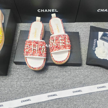 商品名称：シャネル CHANEL 26-CHJ24033F  2024年最新入荷 シャネルロゴ入り スライドサンダル ミュール ツイードxレザー レディース
