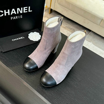 シャネル CHANEL 26-CHJ24038R 2024年秋冬最新入荷 ショートブーツ ココマーク レザー シューズ 靴 レディース ハイヒール ブラック