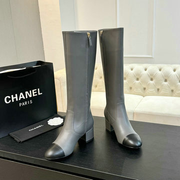シャネル CHANEL 26-CHJ24039ZP 2024年秋冬最新入荷 ストレッチ レザー ロングブーツ ココマーク シューズ 靴 レディース ブラック