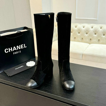 シャネル CHANEL 26-CHJ24039ZR 2024年秋冬最新入荷 ストレッチ レザー ロングブーツ ココマーク シューズ 靴 レディース ブラック