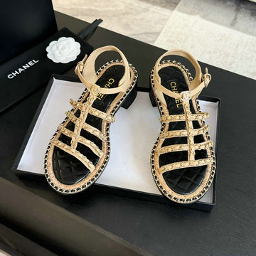商品名称：シャネル CHANEL 26-CHJ24040 2024年秋冬最新入荷 サンダル 靴 レディース シューズ レザー ココマーク チェーン 黒 ローヒール