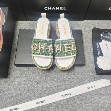 商品名称：シャネル CHANEL 26-CHJ24033G 2024年最新入荷 シャネルロゴ入り スライドサンダル ミュール ツイードxレザー レディース