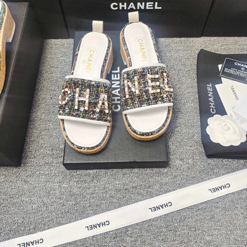 商品名称：シャネル CHANEL 26-CHJ24033K 2024年最新入荷 シャネルロゴ入り スライドサンダル ミュール ツイードxレザー レディース
