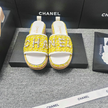商品名称：シャネル CHANEL 26-CHJ24033Y 2024年最新入荷 シャネルロゴ入り スライドサンダル ミュール ツイードxレザー レディース