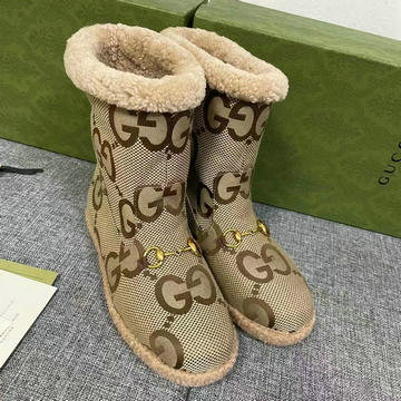 グッチ GUCCI 26-GGJ24019D 2024年秋冬最新入荷 GG ホースビット スノーブーツ ムートン ショートブーツ レディース シューズ 靴