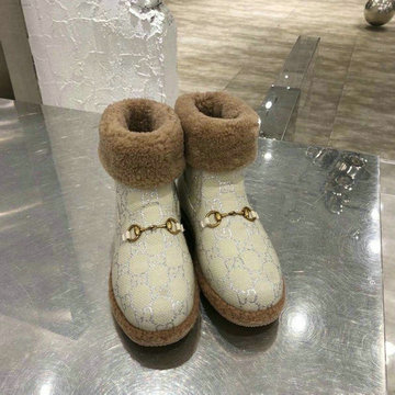グッチ GUCCI 26-GGJ24022 2024年秋冬最新入荷 GG ホースビット スノーブーツ ムートン ショートブーツ レディース シューズ 靴