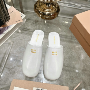 ミュウミュウ MIUMIU 26-MMJ24010P 2024年秋冬最新入荷 スリッポンサンダル ムートン プラットフォームサンダル レディース シューズ レザー