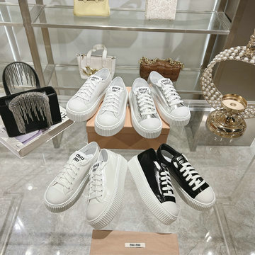 ミュウミュウ MIUMIU 26-MMJ24011P 2024年秋冬最新入荷 スニーカー レディース レースアップシューズ 厚底靴 レザー