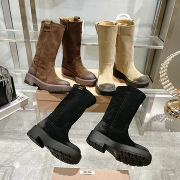 ミュウミュウ MIUMIU 26-MMJ24016R 2024年秋冬最新入荷 ロングブーツ レディース シューズ 靴 レザー