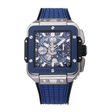 ウブロ Hublot  ZX-HBT24009 2024年最新入荷 スクエア バン ウニコ ウォッチ メンズ 腕時計 チタニウム ラバーベルト ネイビー文字盤
