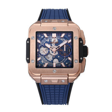ウブロ Hublot ZX-HBT24010 2024年最新入荷 スクエア バン ウニコ ウォッチ メンズ 腕時計 チタニウム ラバーベルト ネイビー文字盤