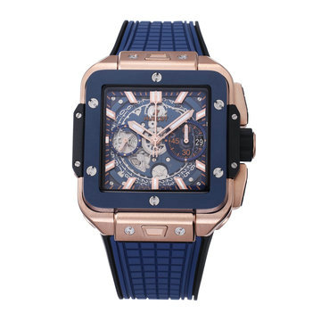 商品名称：ウブロ Hublot ZX-HBT24011 2024年最新入荷 スクエア バン ウニコ ウォッチ メンズ 腕時計 チタニウム ラバーベルト ネイビー文字盤