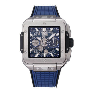 ウブロ Hublot ZX-HBT24008 2024年最新入荷 スクエア バン ウニコ ウォッチ メンズ 腕時計 チタニウム ラバーベルト ネイビー文字盤