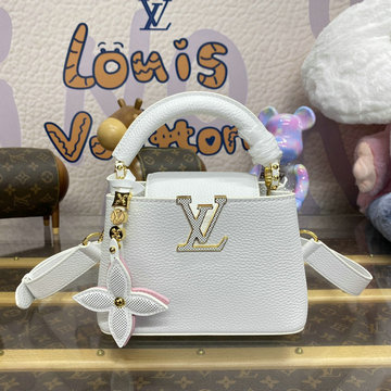 ルイヴィトン LOUISVUITTON 057-M21416 2024年最新入荷 カプシーヌ MINI ハンドバッグ ショルダーバッグ トリヨンレザー スノー ホワイト
