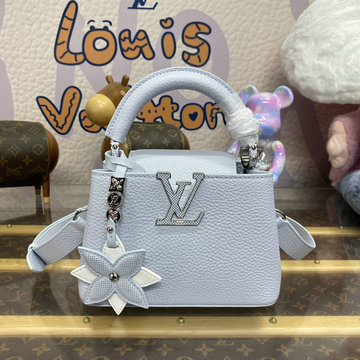 商品名称：ルイヴィトン LOUISVUITTON 057-M21416L 2024年最新入荷 カプシーヌ MINI ハンドバッグ ショルダーバッグ トリヨンレザー ウォッシュド ブルー