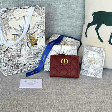 クリスチャンディオール CHRISTIAN DIOR 99-CD5173RD 2024年最新入荷 ディオール カロ Dahlia ウォレット 二つ折り短財布 カナージュ カーフスキン