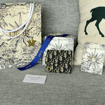 クリスチャンディオール CHRISTIAN DIOR 99-CD5652BBK 2024年最新入荷 サドル ロータス ウォレット 三つ折り短財布 オブリーク ジャカード
