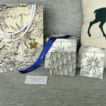 クリスチャンディオール CHRISTIAN DIOR 99-CD5652BQH 2024年最新入荷 サドル ロータス ウォレット 三つ折り短財布 オブリーク ジャカード