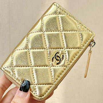 シャネル CHANEL 99-CH0221NJJS 2024年最新入荷 ジップウォレット ファスナー短財布 レディース カーフスキン ゴールド