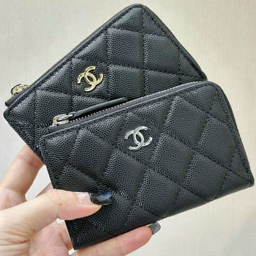 シャネル CHANEL 99-CH0221QJBK 2024年最新入荷 ジップウォレット ファスナー短財布 レディース グレインド カーフスキン 黒