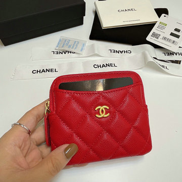 シャネル CHANEL  99-CH2061QJRD  2024年最新入荷 ジップウォレット ファスナー短財布 コインケース グレインド カーフスキン