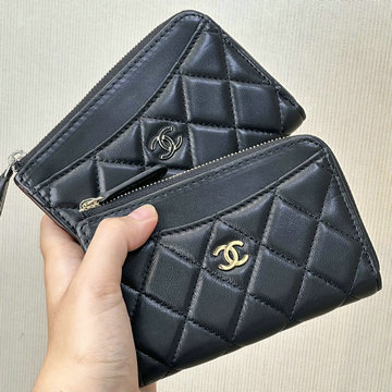 シャネル CHANEL 99-CH3179YJBK  2024年最新入荷 ジップウォレット ファスナー短財布 カードケース コインケース レディース ラムスキン