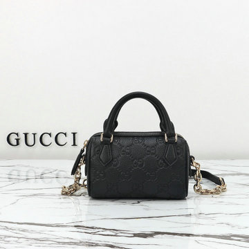 グッチ GUCCI 057-GG815256PBK　2024年最新入荷 GGエンブレム スーパーミニ トップハンドルバッグ 2way ショルダーバッグ レディース レザー
