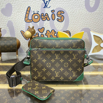 ルイヴィトン LOUISVUITTON 057-M12766　2022年最新入荷 トリオ メッセンジャーバッグ 斜め掛け ショルダーバッグ クロスボディバッグ モノグラム マカサー キャンバス