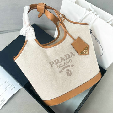 商品名称：プラダ PRADA GH-PD1BG471BZS 2024年最新入荷 ミディアム トートバッグ ホーボーバッグ ハンドバッグ レディース リネンブレンドxレザー