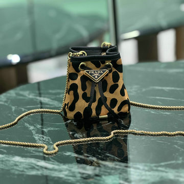 プラダ PRADA GH-PD1NR016MBW  2024年最新入荷 ミニポーチ ドローストリング バケットバッグ ショルダーバッグ レディース プリントレザー