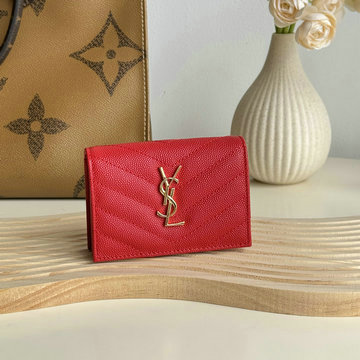 イヴサンローラン Saint laurent YSL GH-YSL596323RD 2024年最新入荷 モノグラム ビジネス カードケース 名刺入れ グレイン ド プードルエンボスレザー