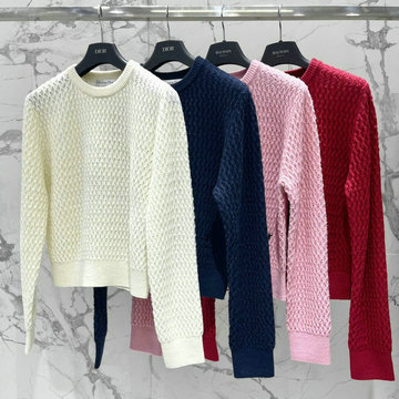 商品名称：クリスチャンディオール CHRISTIAN DIOR XG-MYCD24028 2024年秋冬最新入荷 クルーネックニット 長袖パフスリーブセーター カシミヤケーブルニット ウール