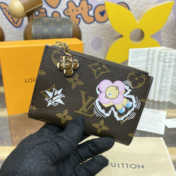 ルイヴィトン LOUISVUITTON 057-M12487 2024年最新入荷 ポルトフォイユ リサ 二つ折り短財布 ショートウォレット 小銭入れ モノグラム アズール