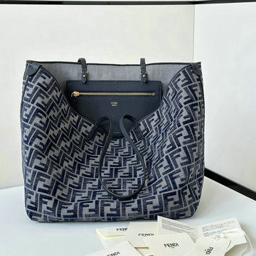 フェンディ FENDI 168-FD8BH425BLS 2024年最新入荷 ロール ラージ リバーシブル トートバッグ ハンドバッグ レディース ダークブルーFFジャカード