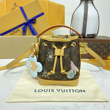 ルイヴィトン LOUISVUITTON 057-M12221 2024年最新入荷 ナノ ノエ ドローストリングバッグ ショルダーバッグ ウィメンズバッグ レディース キャンバス