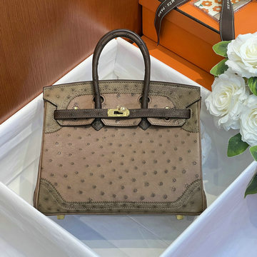 エルメス HERMES  063-HBK25TLQJKF 2024年最新入荷 バーキンバッグ 25 トップハンドルバッグ トートバッグ ハンドバッグ レディース オーストリッチ革