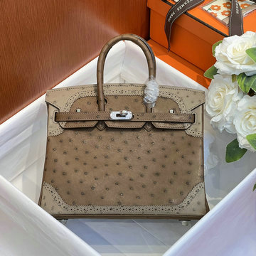エルメス HERMES 063-HBK25TLQYKF 2024年最新入荷 バーキンバッグ 25 トップハンドルバッグ トートバッグ ハンドバッグ レディース オーストリッチ革