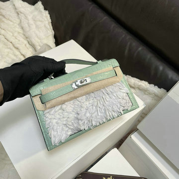 エルメス HERMES 063-HKL22YEPYGB  2024年最新入荷 ケリー ポシェット トップハンドルバッグ トートバッグ ハンドバッグ フラップバッグ レディース クロコダイル
