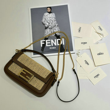 フェンディ FENDI 168-FD8BS017BPXZ 2024年最新入荷 バゲット ミニ トートバッグ 2way ショルダーバッグ チェーンポーチ レディース