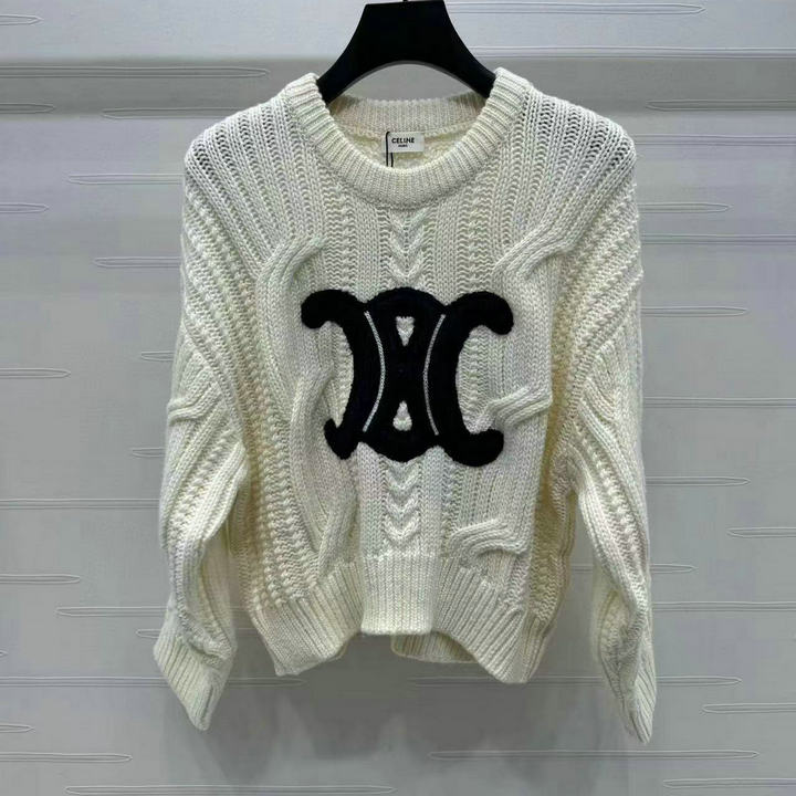 セリーヌ CELINE  JS-MYCE24010 2024年秋冬最新入荷 クルーネック ニットセーター ロングスリーブ ニットセーター カシミヤ トップス ウール