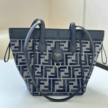 フェンディ FENDI 168-FD8BS083NSL 2024年最新入荷 Origami ミニ ハンドバッグ 2way ショルダーバッグ レディース ダークブルーFFシェニール
