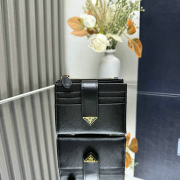 プラダ PRADA GH-PD1ML047BK 2024年最新入荷 サフィアーノタブ 折り財布 カード入れ 札入れ スナップ開閉式