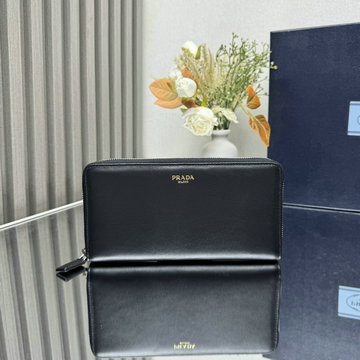 プラダ PRADA GH-PD2ML317BK 2024年最新入荷 ソフトグレインレザー 財布 ファスナー長財布 ロングウォレット