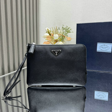 プラダ PRADA GH-PD2NH024BK 2024年最新入荷 スモール サフィアーノレザー ポーチ クラッチバッグ 手持ちかばん