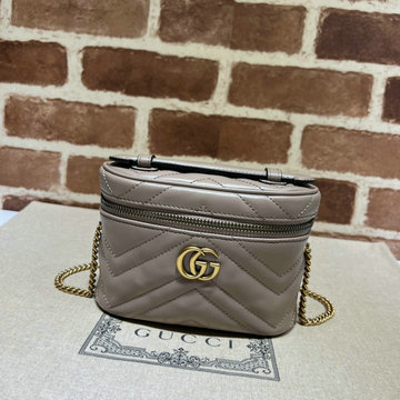 グッチ GUCCI 057-GG699515PHS　2024年最新入荷 GGマーモント ヴァニティー ケース ミニ トップハンドルバッグ 化粧かばん チェーンポーチ 斜め掛け ショルダーバッグ