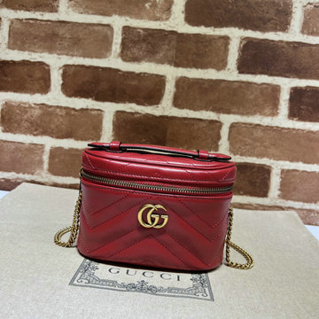 グッチ GUCCI 057-GG699515PRD　2024年最新入荷 GGマーモント ヴァニティー ケース ミニ トップハンドルバッグ 化粧かばん チェーンポーチ 斜め掛け ショルダーバッグ