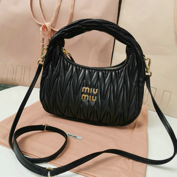 ミュウミュウ MIUMIU GH-MM5BC125BBK 2024年最新入荷 ワンダー ホーボーバッグ トートバッグ ハンドバッグ 2way 斜め掛け ショルダーバッグ