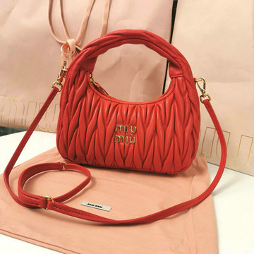 ミュウミュウ MIUMIU GH-MM5BC125BRD 2024年最新入荷 ワンダー ホーボーバッグ トートバッグ ハンドバッグ 2way 斜め掛け ショルダーバッグ